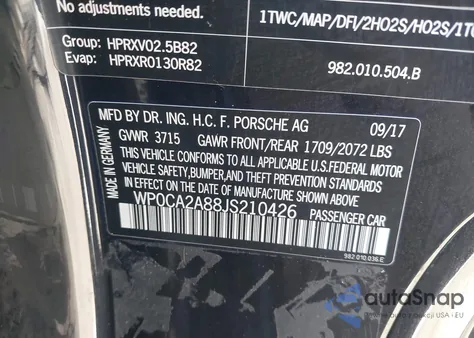 2018 Porsche 718 Boxster from USA, damaged, VIN WP0CA2A88JS210426